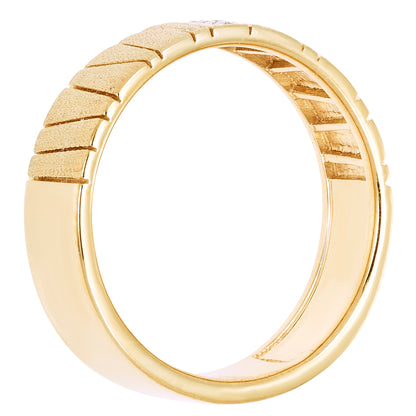 Diamond Wide Band Ring in 14K Yellow Gold Plated Sterling Silver