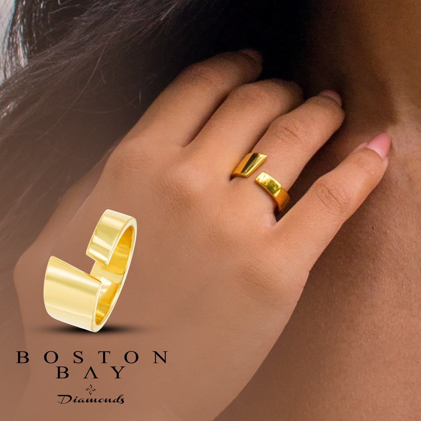 Bold Open Tapered Band Ring in 14K Yellow Gold Plated .925 Sterling Silver
