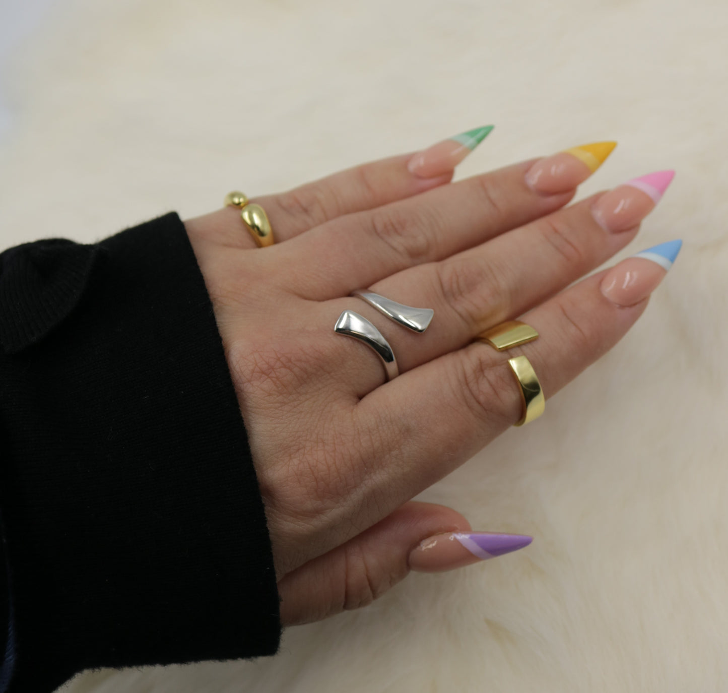 Bold Open Tapered Band Ring in 14K Yellow Gold Plated .925 Sterling Silver