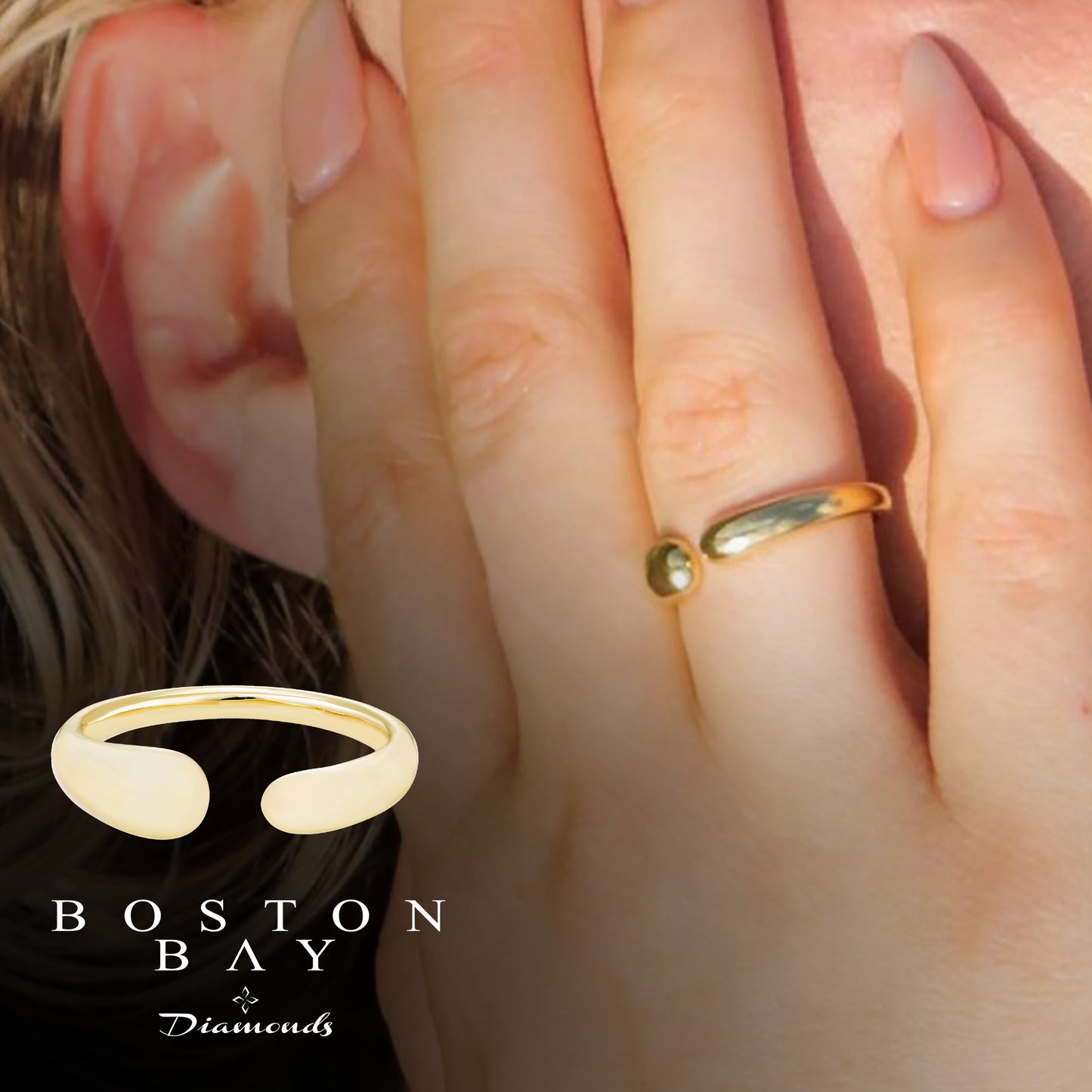 Bold Open Tapered Thick Bubble Ring in 14K Yellow Gold Plated .925 Sterling Silver