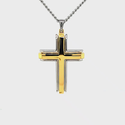 Cross Pendant in IP Yellow Stainless Steel with 24" Chain