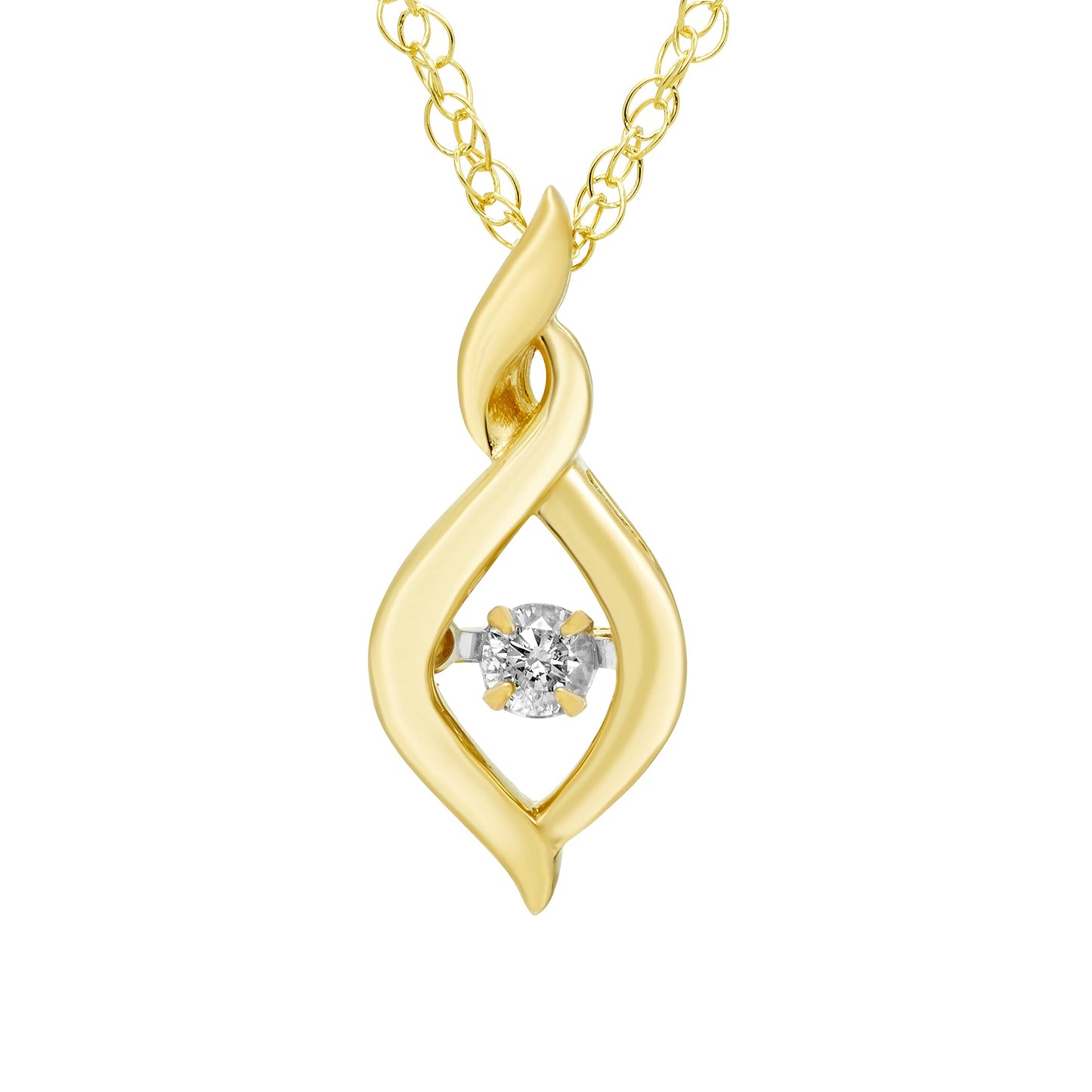 1/8cttw Genuine Dancing Diamond Infinity Pendant in 14K Yellow Gold Sterling Silver