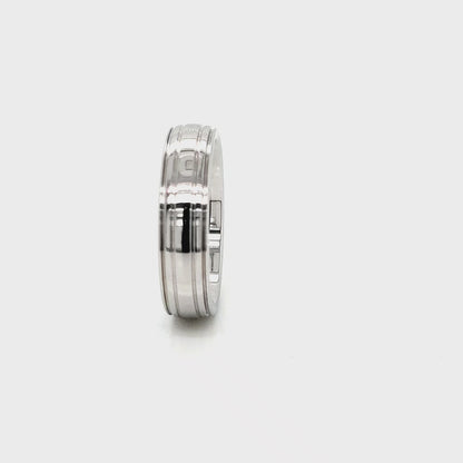 Cobalt Chrome 6mm Comfort Fit Low Dome Double Stepped Channel Edge Fashion or Wedding Band Ring