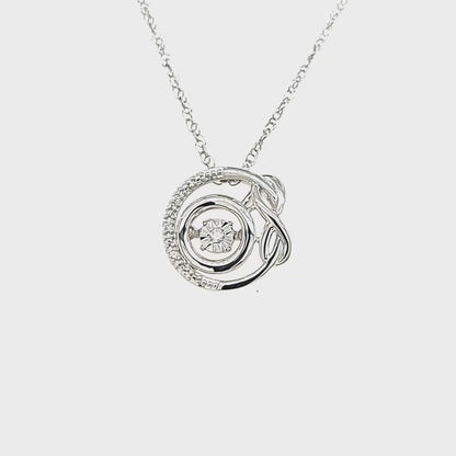 Genuine Dancing Diamond Infinity Circle Pendant in Sterling Silver