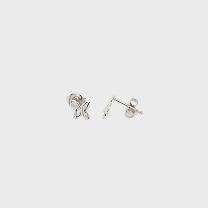 Genuine Diamond Children's Butterfly Stud Earrings in Sterling Silver