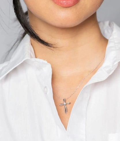 Sterling Silver Lab-Grown Alexandrite Cross Pendant with chain