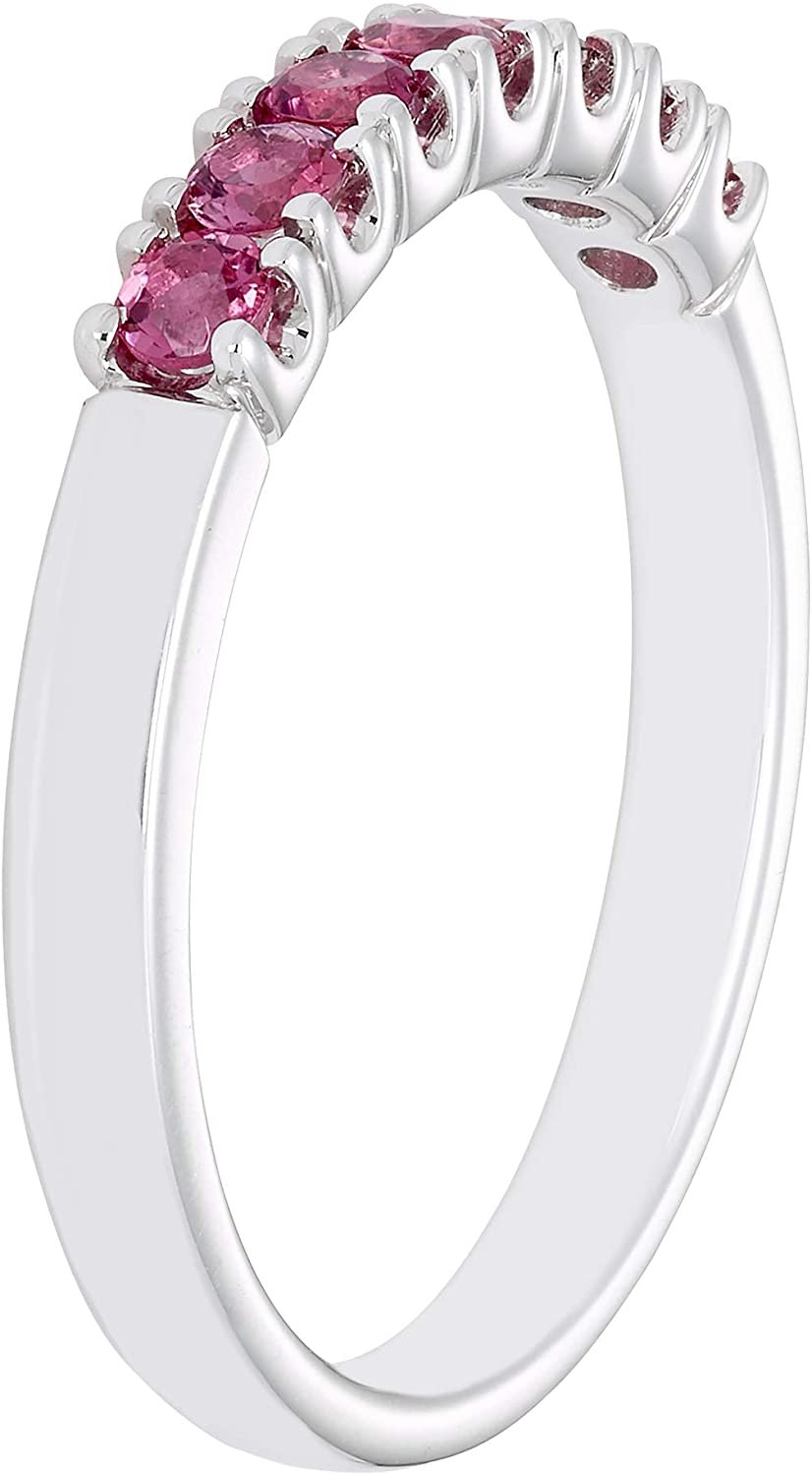 Sterling Silver Genuine Pink Tourmaline 7-Stone Stacking Ring