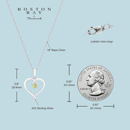 Sterling Silver Genuine Peridot Heart Pendant with Chain
