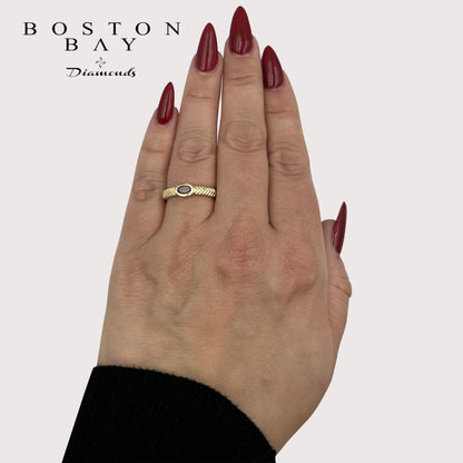 Oval Garnet Ring in 14K Yellow Gold Plated Sterling Silver