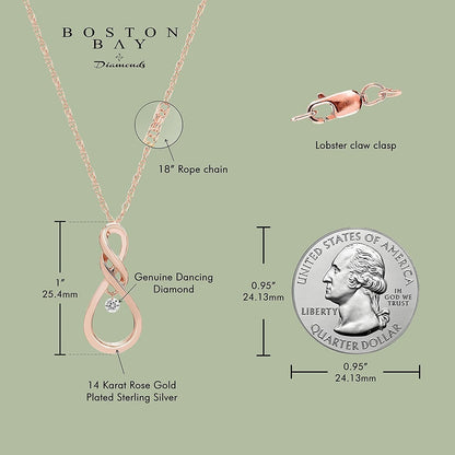 1/12cttw Dancing Diamond Infinity Pendant in 14K Rose Gold Sterling Silver