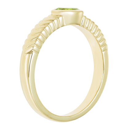 Oval Peridot Ring in 14K Yellow Gold Plated Sterling Silver