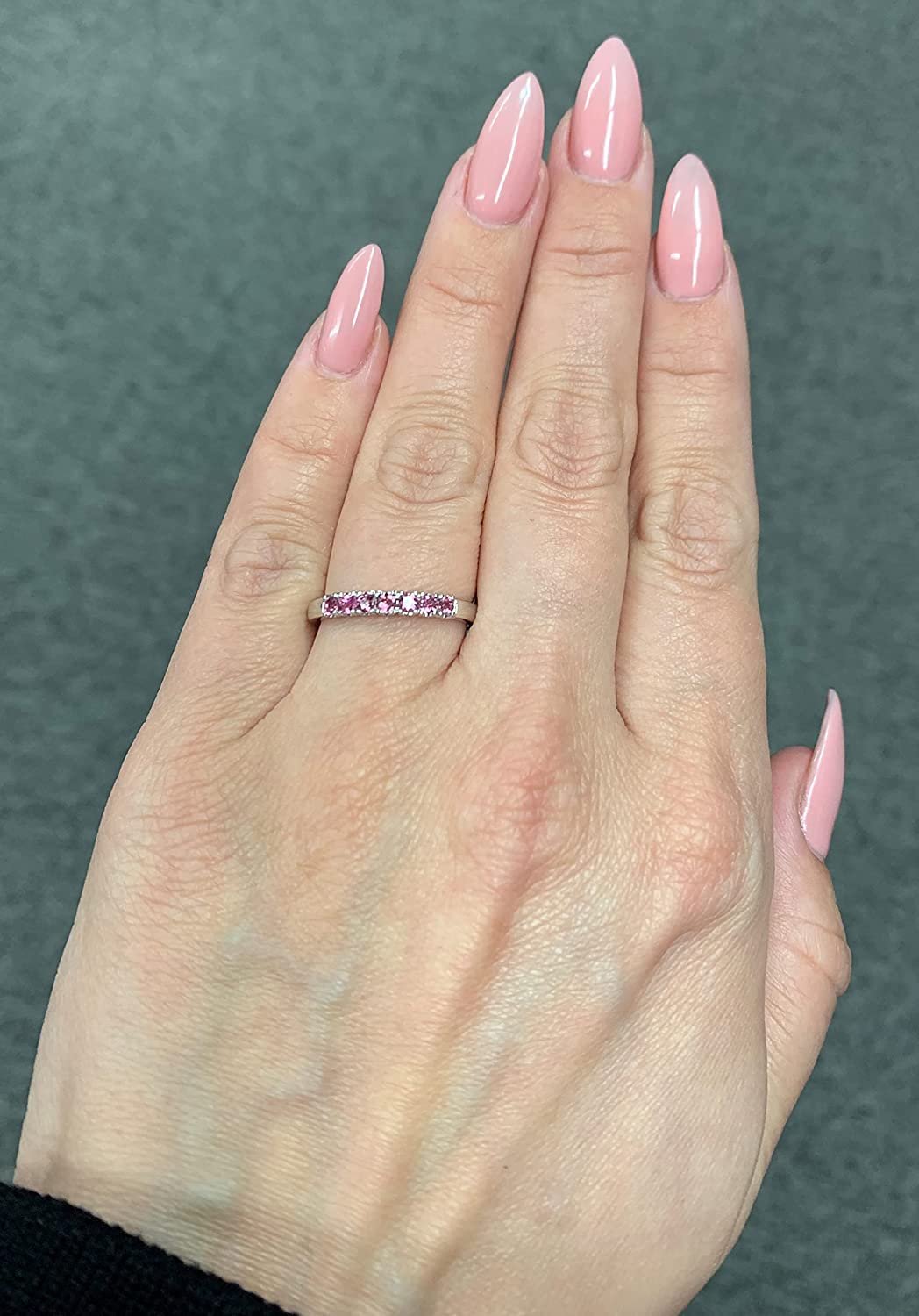 Sterling Silver Genuine Pink Tourmaline 7-Stone Stacking Ring