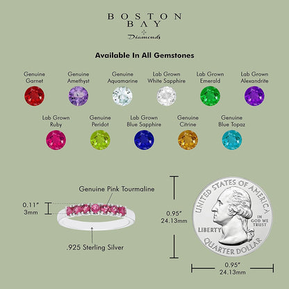Sterling Silver Genuine Pink Tourmaline 7-Stone Stacking Ring