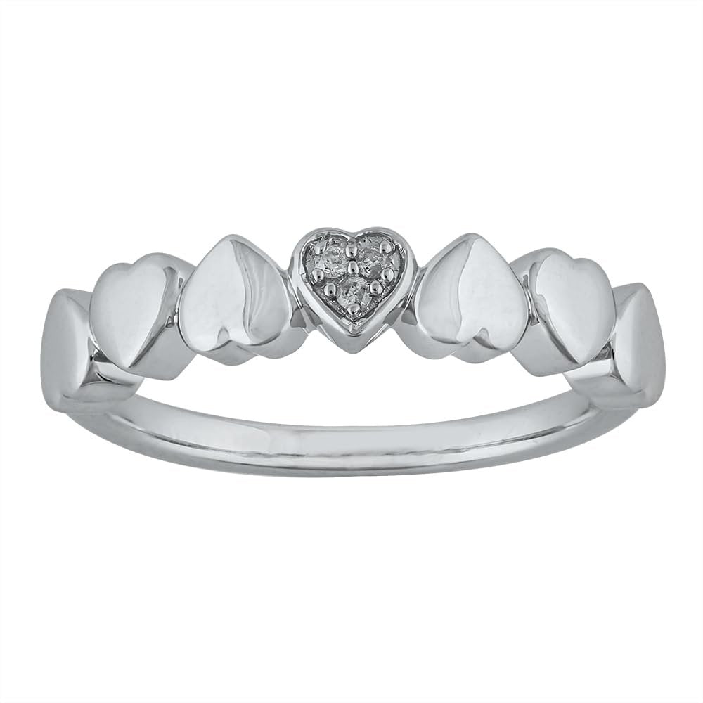 Diamond Heart Stackable Ring in Sterling Silver
