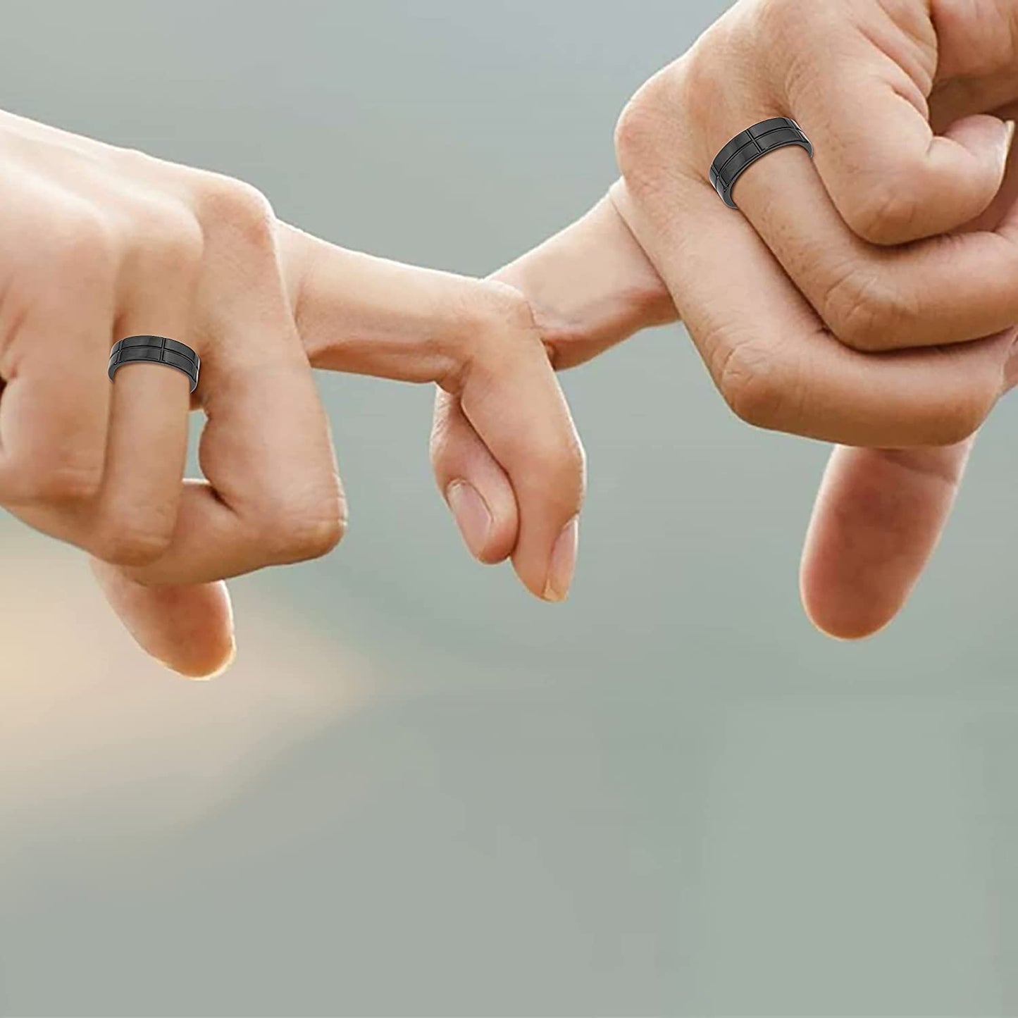 Black Ceramic 7mm Cross Channel Accent Fashion or Wedding Band Ring