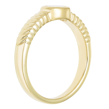 6x4mm Oval Opal Ring in 14K Yellow Gold Plated Sterling Silver
