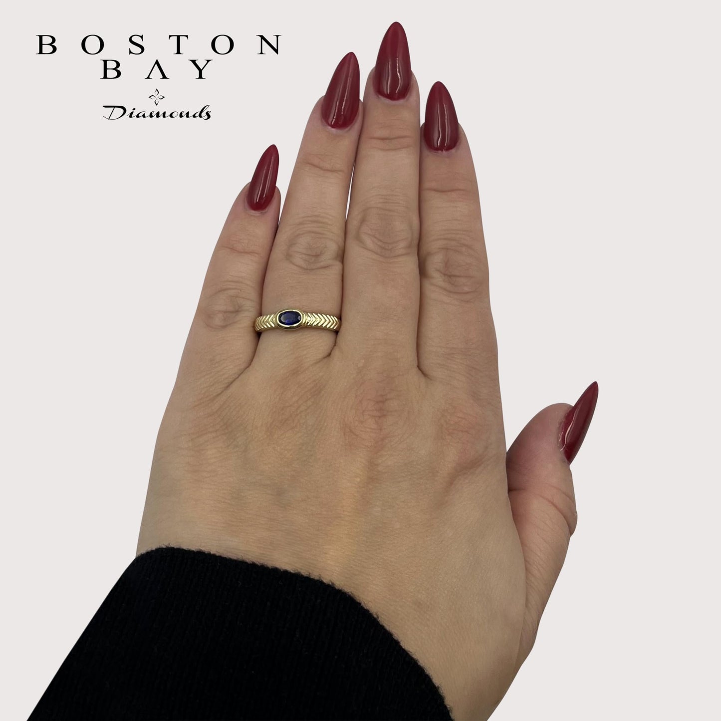 Oval Lab-Grown Sapphire Ring in 14K Yellow Gold Plated Sterling Silver