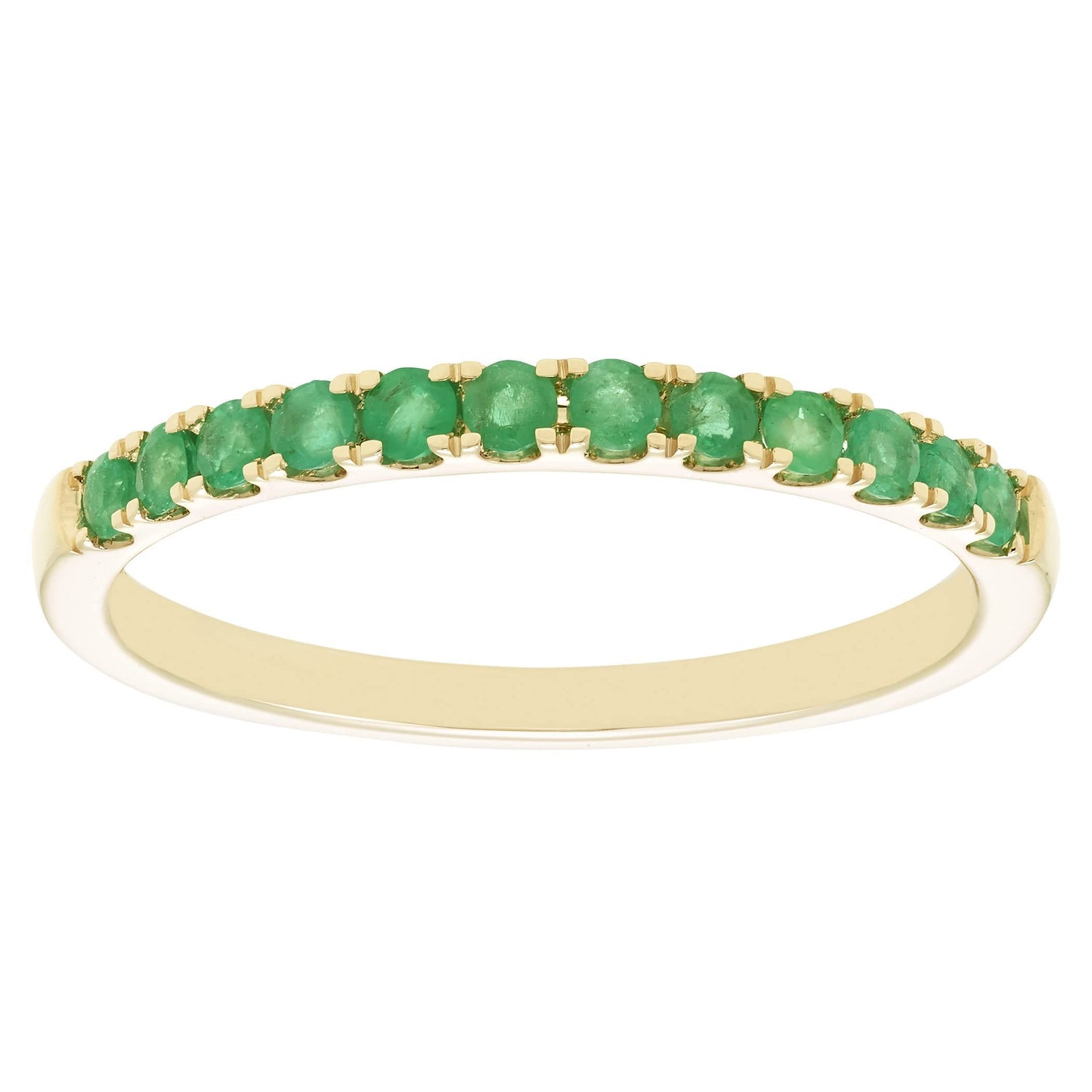 10K White Gold Genuine Emerald Birthstone Stacking Ring