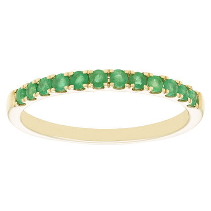 10K White Gold Genuine Emerald Birthstone Stacking Ring