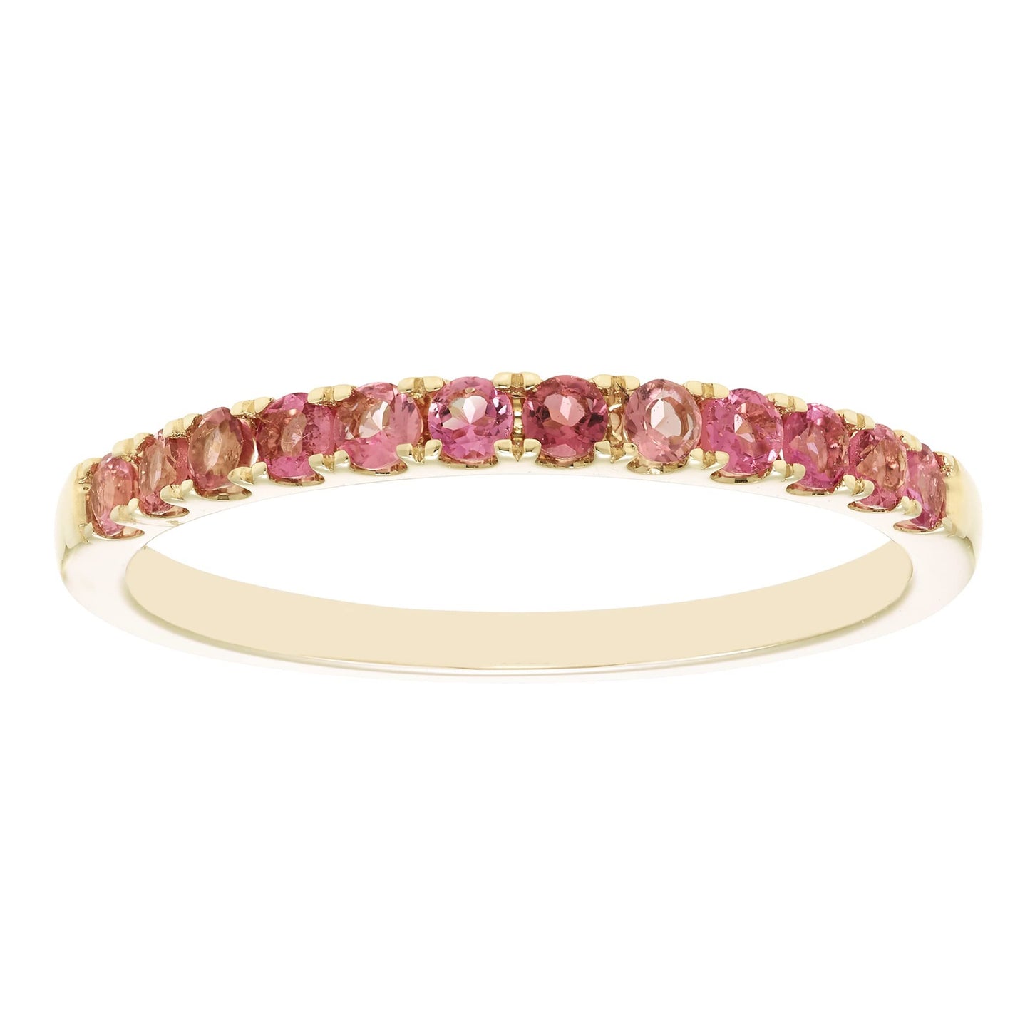 10K White Gold Genuine Pink Tourmaline Birthstone Stacking Ring