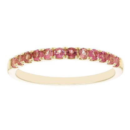 10K White Gold Genuine Pink Tourmaline Birthstone Stacking Ring