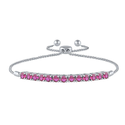 Lab-Grown Ruby Sterling Silver Bolo Bracelet