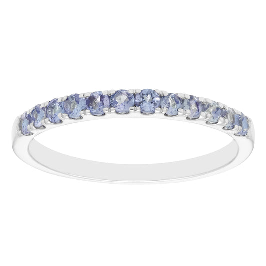 10K White Gold Genuine Tanzanite Birthstone Stacking Ring