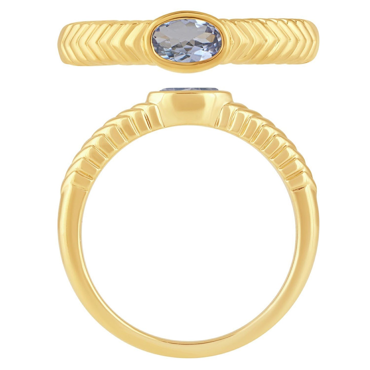 Oval Tanzanite Ring in 14K Yellow Gold Plated Sterling Silver