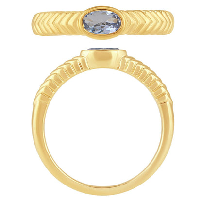 Oval Tanzanite Ring in 14K Yellow Gold Plated Sterling Silver