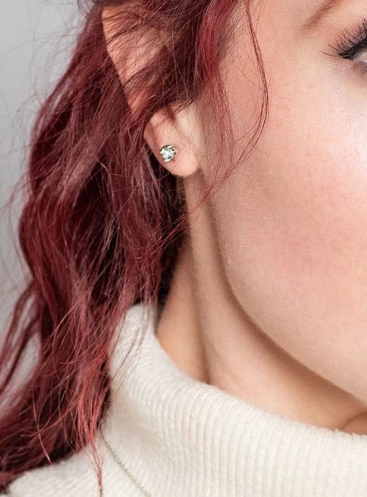 Genuine Aquamarine Petite Twist Solitaire Sterling Silver Stud Earrings