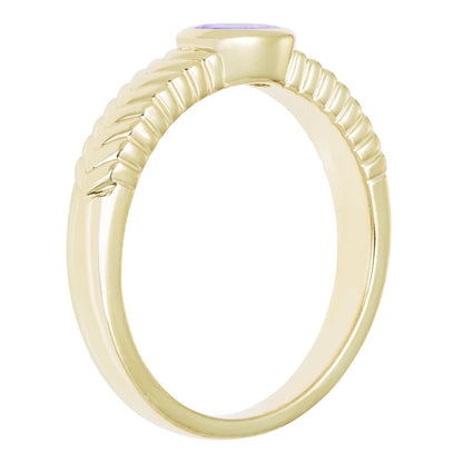 Oval Tanzanite Ring in 14K Yellow Gold Plated Sterling Silver