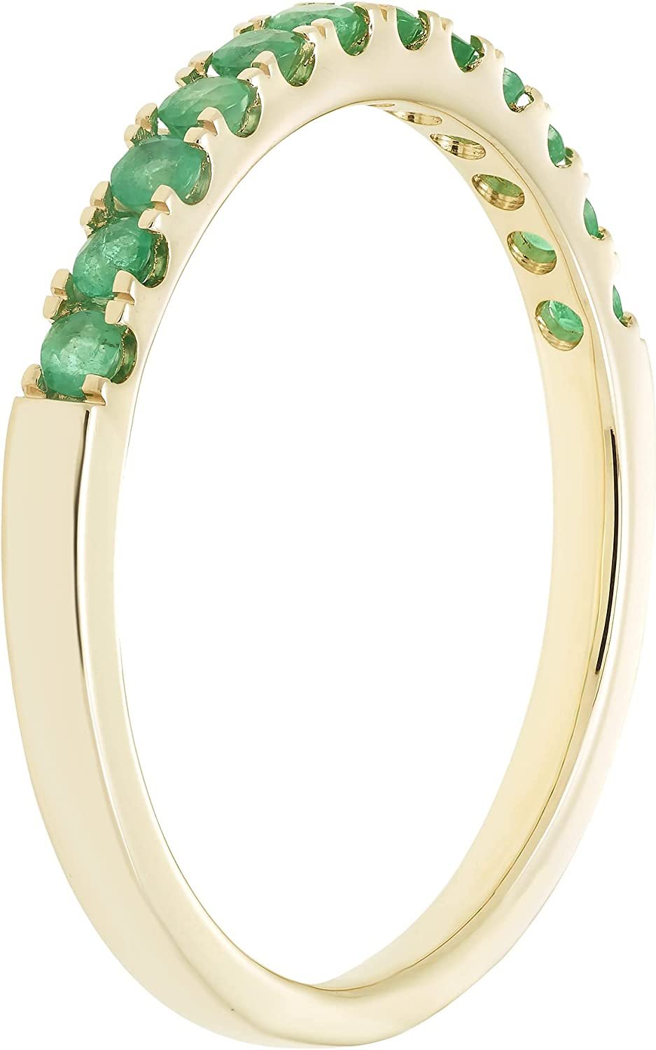 10K White Gold Genuine Emerald Birthstone Stacking Ring