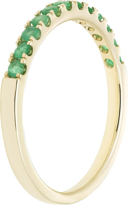 10K White Gold Genuine Emerald Birthstone Stacking Ring