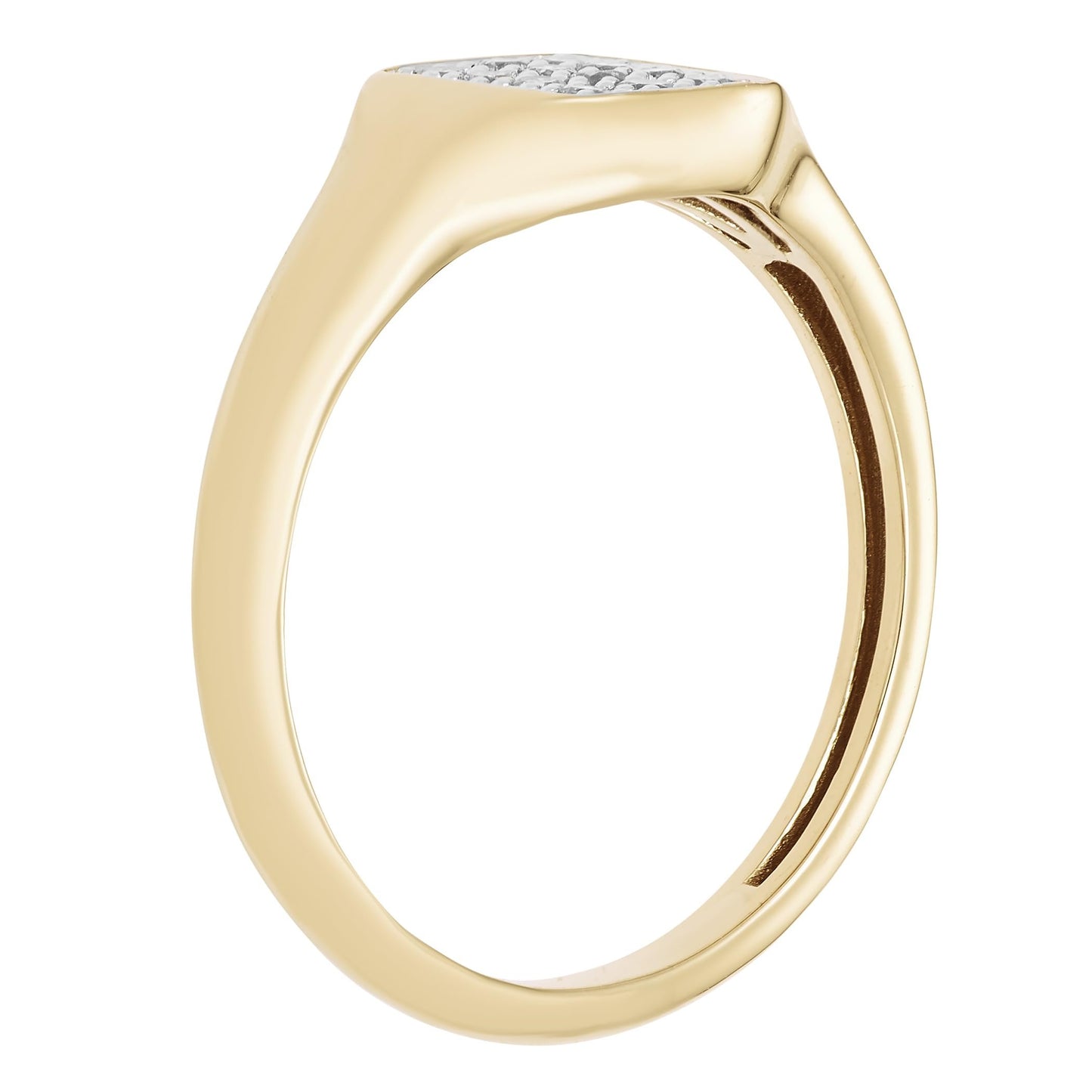 1/6cttw Diamond Signet Ring in 14K Yellow Gold Plated Sterling Silver