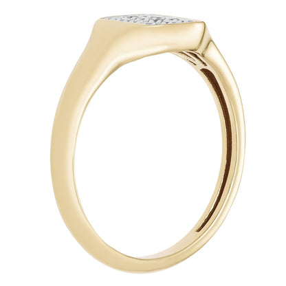 1/6cttw Diamond Signet Ring in 14K Yellow Gold Plated Sterling Silver