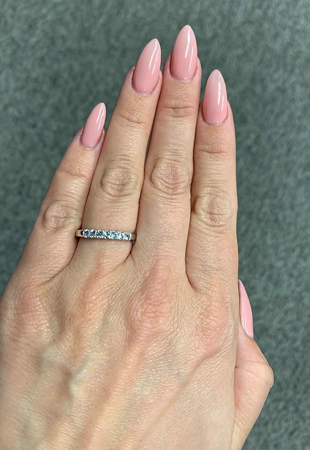 Sterling Silver Genuine Aquamarine 7-Stone Stacking Ring