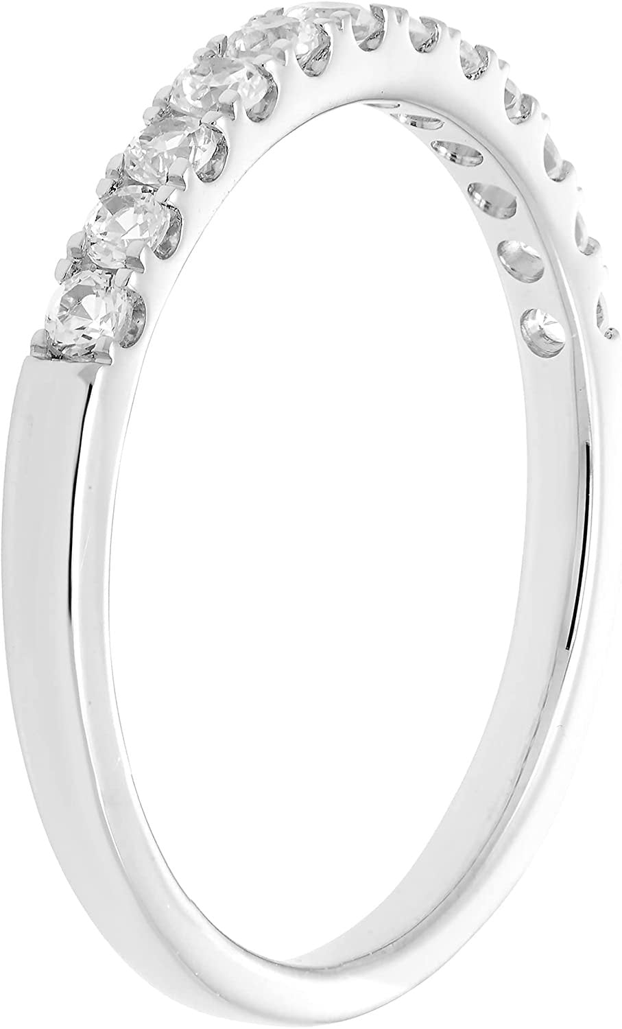 10K White Gold Genuine White Sapphire Birthstone Stacking Ring