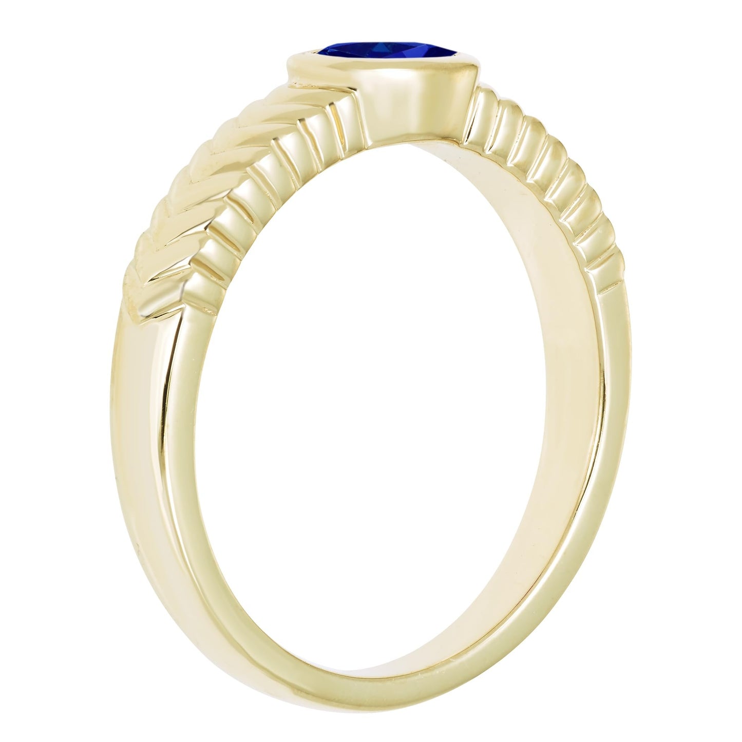 Oval Lab-Grown Sapphire Ring in 14K Yellow Gold Plated Sterling Silver