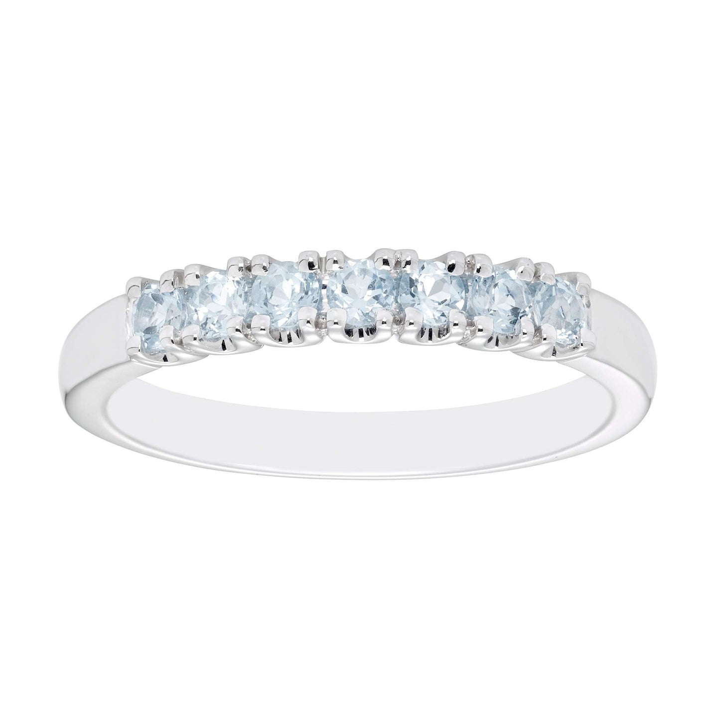 Sterling Silver Genuine Aquamarine 7-Stone Stacking Ring