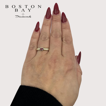 Oval Pink Tourmaline Ring in 14K Yellow Gold Plated Sterling Silver
