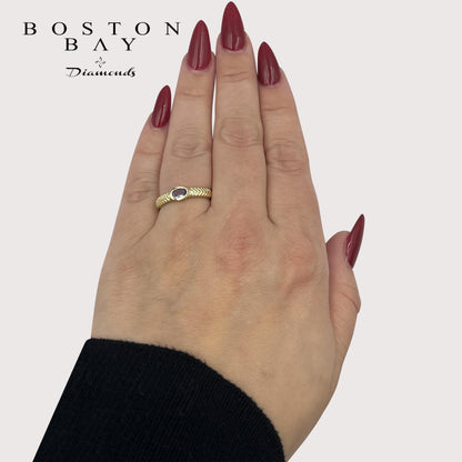 Oval Tanzanite Ring in 14K Yellow Gold Plated Sterling Silver