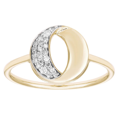 1/8cttw Diamond Open Circle Ring in 14K Yellow Gold Plated Sterling Silver