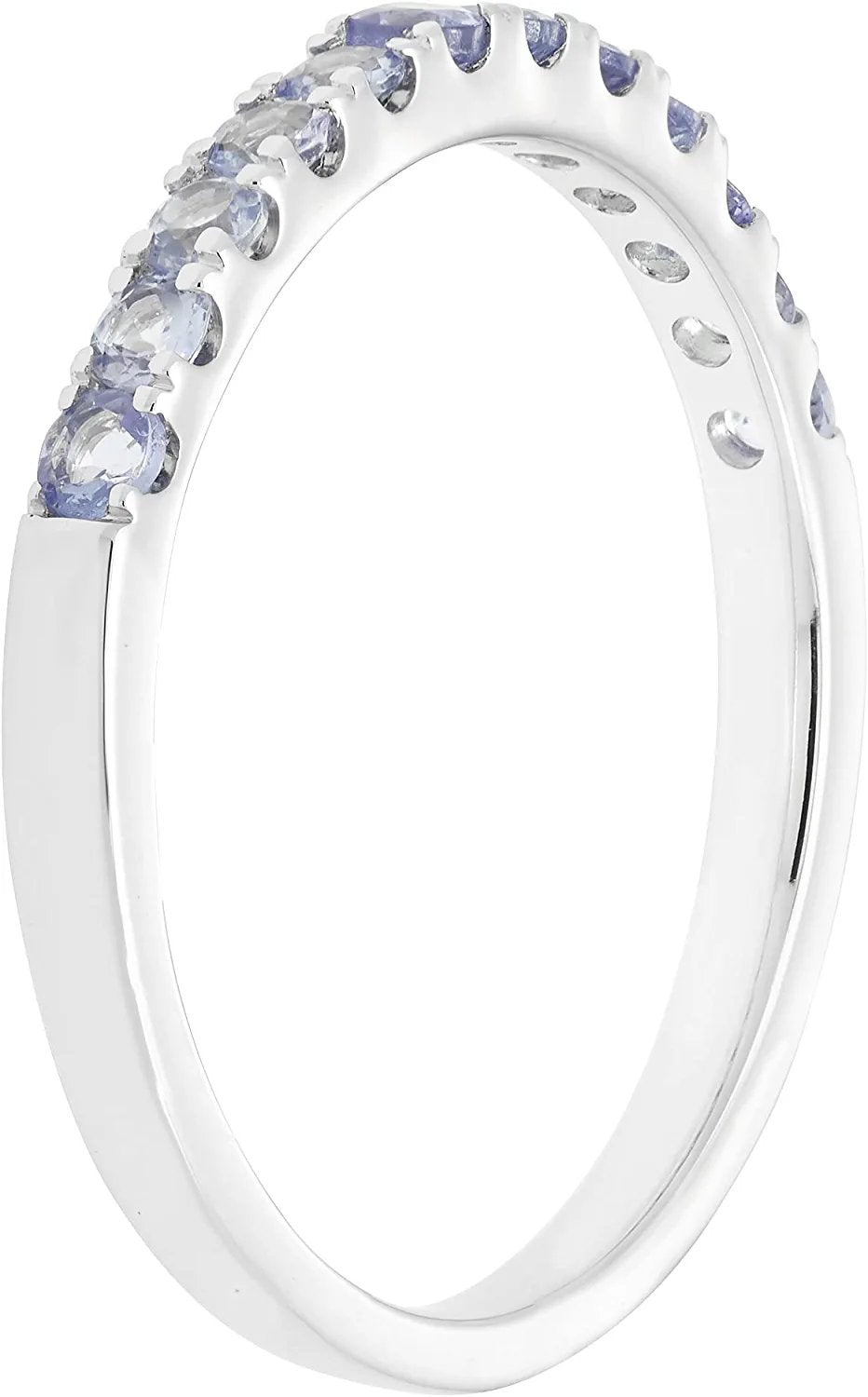 10K White Gold Genuine Tanzanite Birthstone Stacking Ring