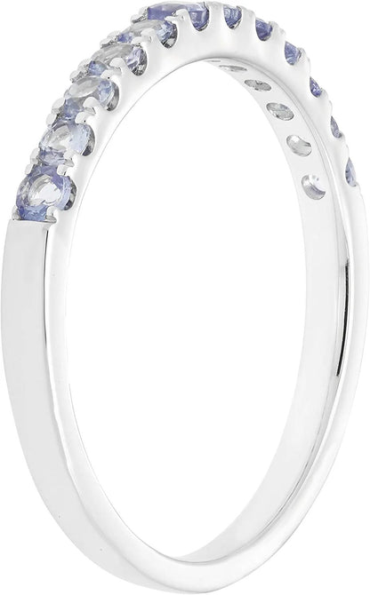 10K White Gold Genuine Tanzanite Birthstone Stacking Ring
