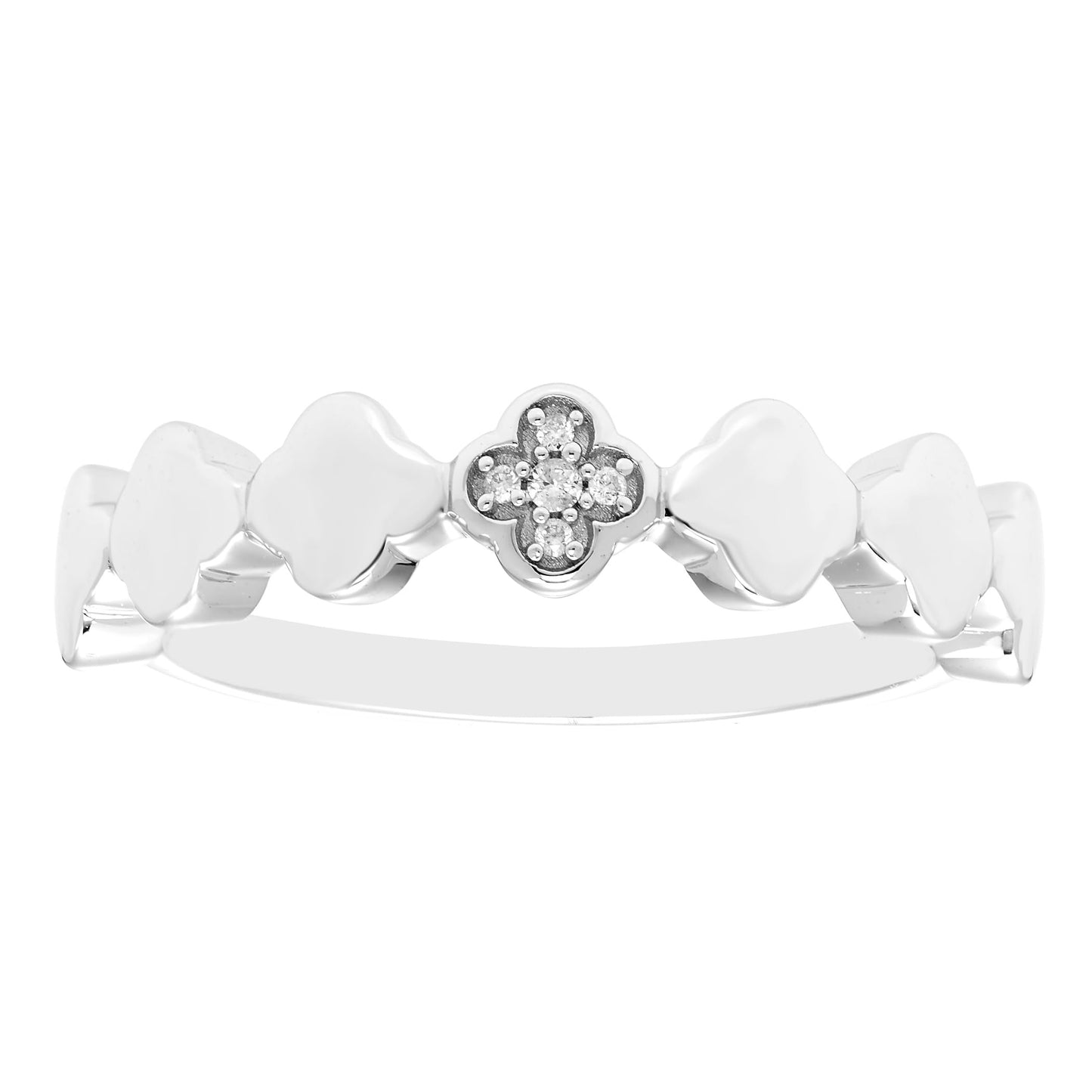 Diamond Quatrefoil Stackable Ring in Sterling Silver