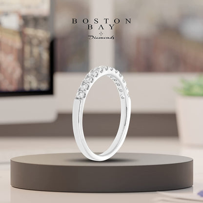 10K White Gold Genuine White Sapphire Birthstone Stacking Ring