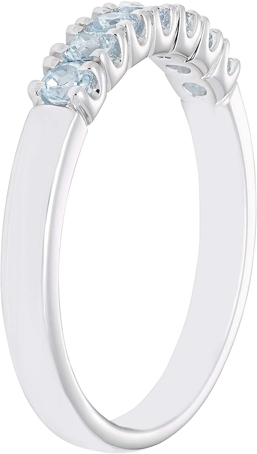Sterling Silver Genuine Aquamarine 7-Stone Stacking Ring