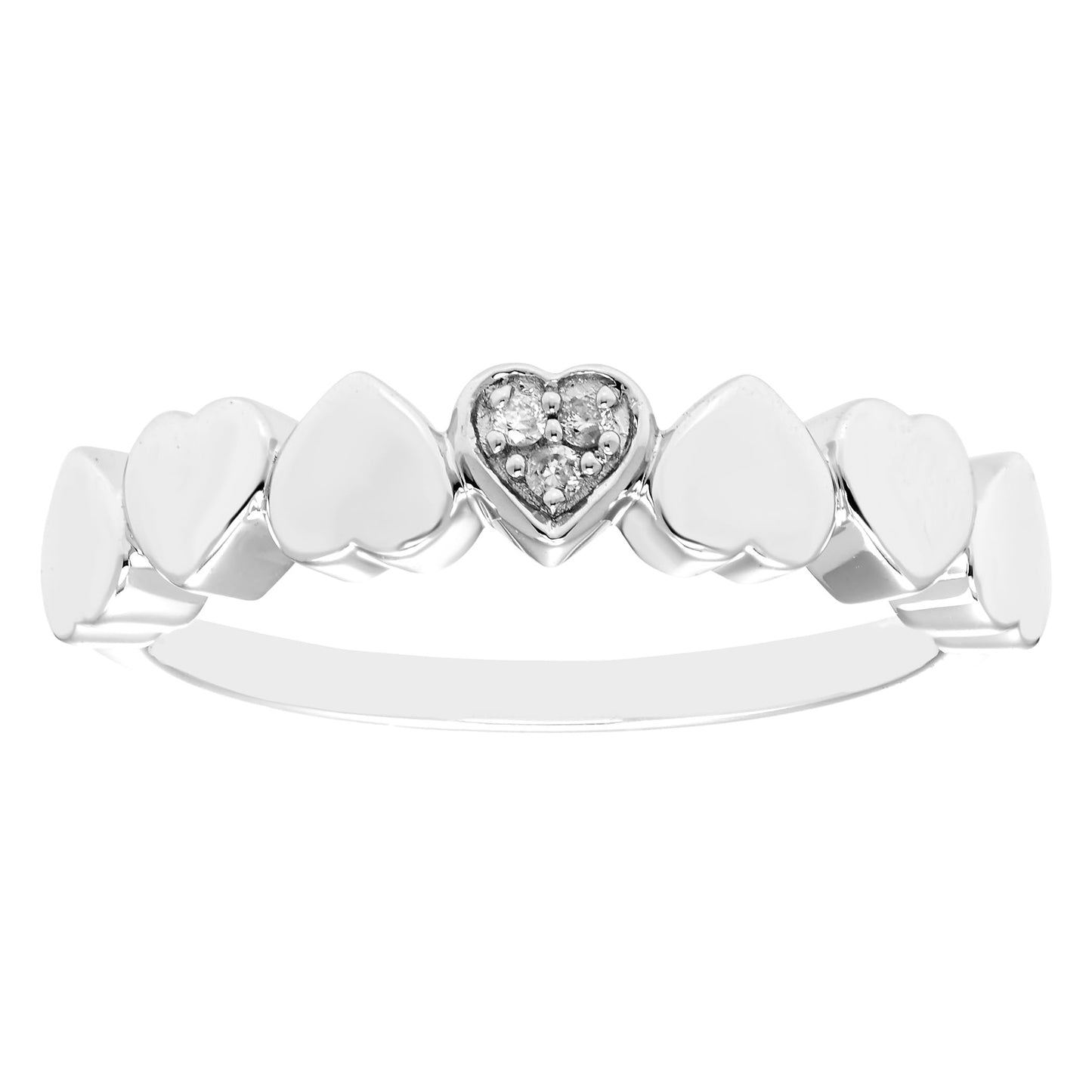 Diamond Heart Stackable Ring in Sterling Silver