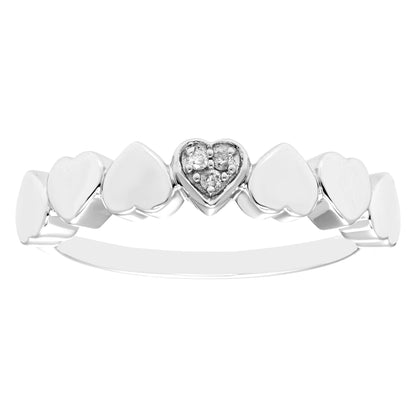 Diamond Heart Stackable Ring in Sterling Silver