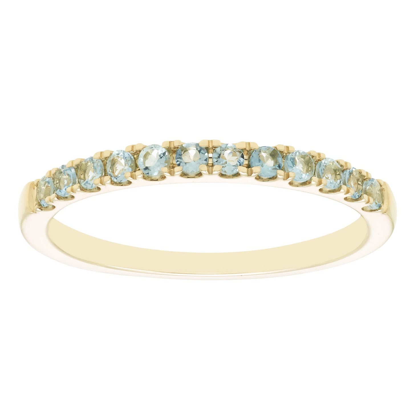 10K White Gold Genuine Aquamarine Birthstone Stacking Ring